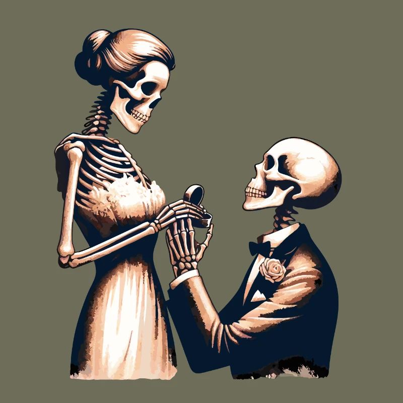 Conception de parodie de squelette de mariage