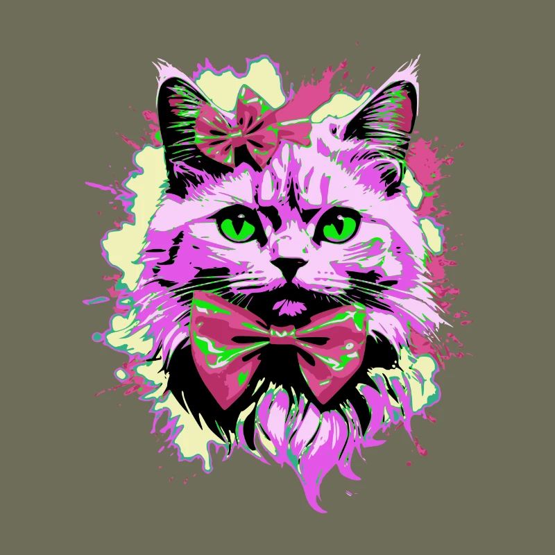 Neonkatze mit Fliege