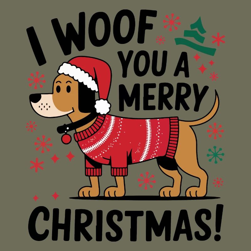Festlicher Hund im Weihnachtspullover