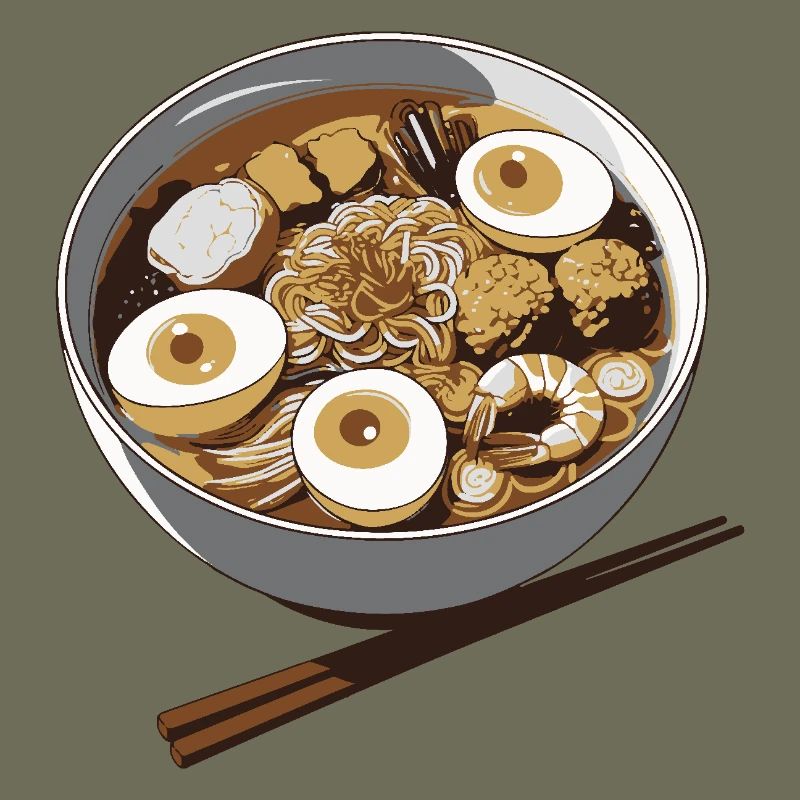 Ramen Eggs Bowl Illustration