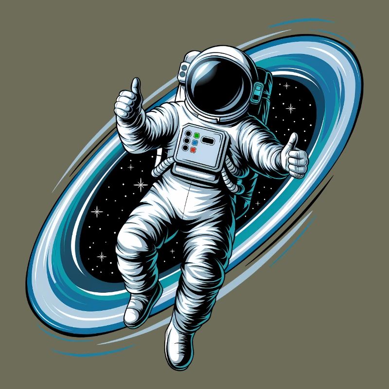 Un astronaute cool dans l’espace avec le pouce levé