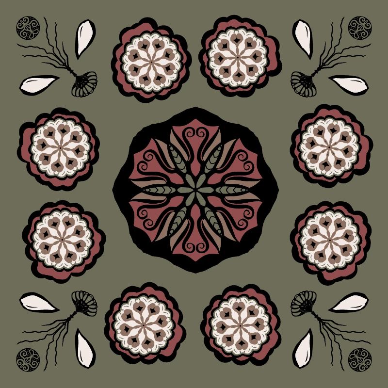Dunkles Blütenmandala Muster