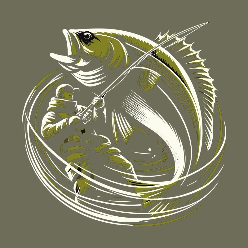 Pêche Pêcheur Morue Poisson Géant Vert Olive Cadeau