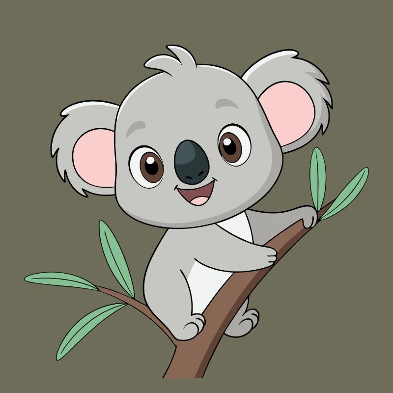 Bébé koala joyeux sur une branche