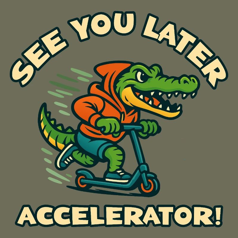 Crocodile on scooter
