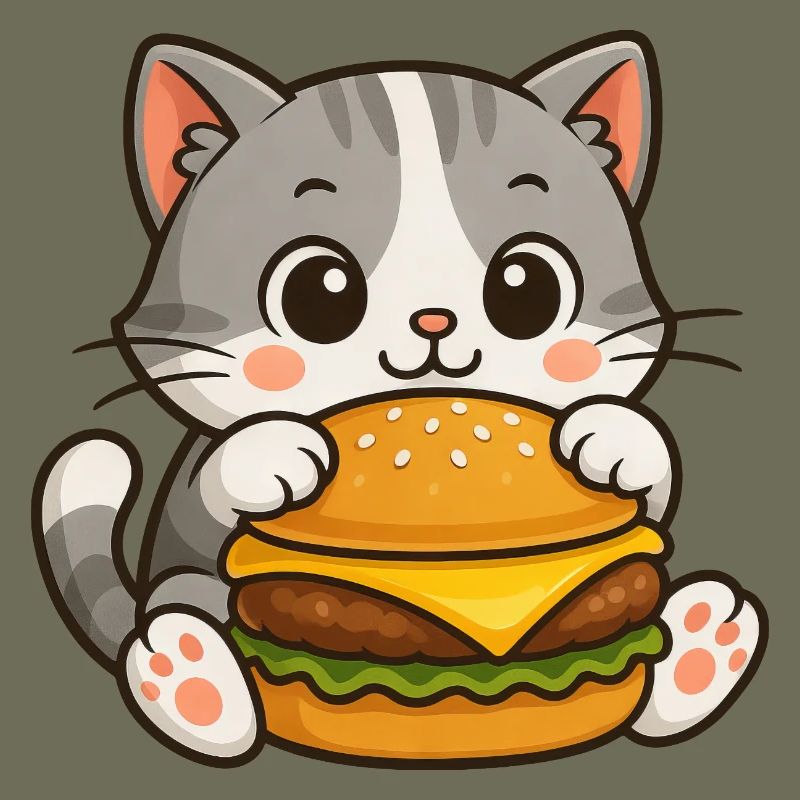 Chat si mignon hamburger restauration rapide nourriture de dessin animé