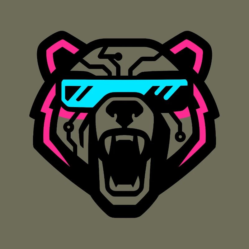 Cyber-Bär mit Neon-Visor