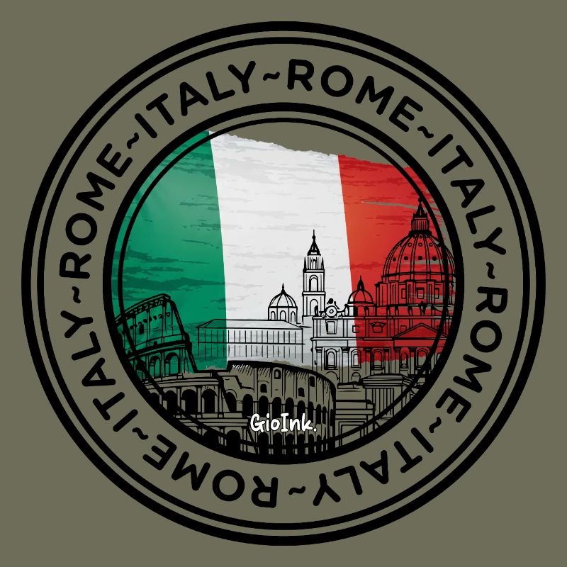 Silhouette de point de repère de l’Italie avec des couleurs de drapeau