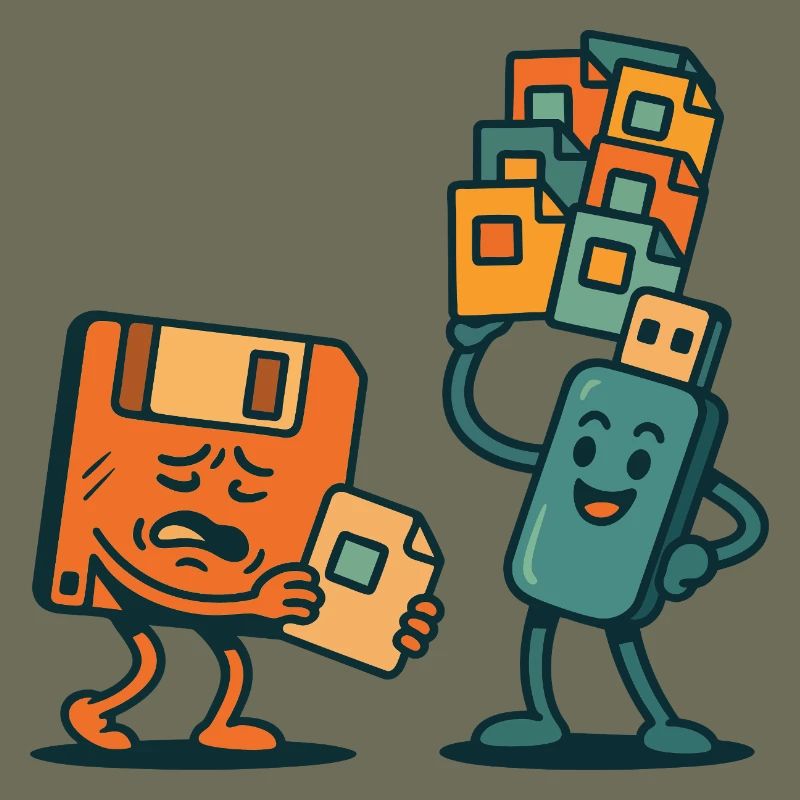 Floppy Disk vs USB Drive Retro Tech Sarcasm