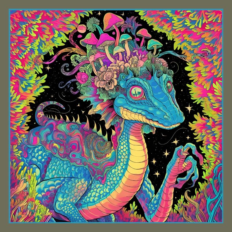 Psychedelischer Walddrache Illustration