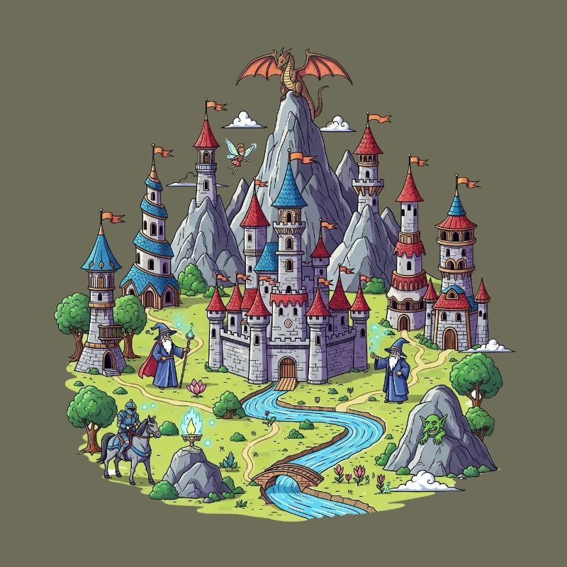 Medieval Magic Castle Illustration