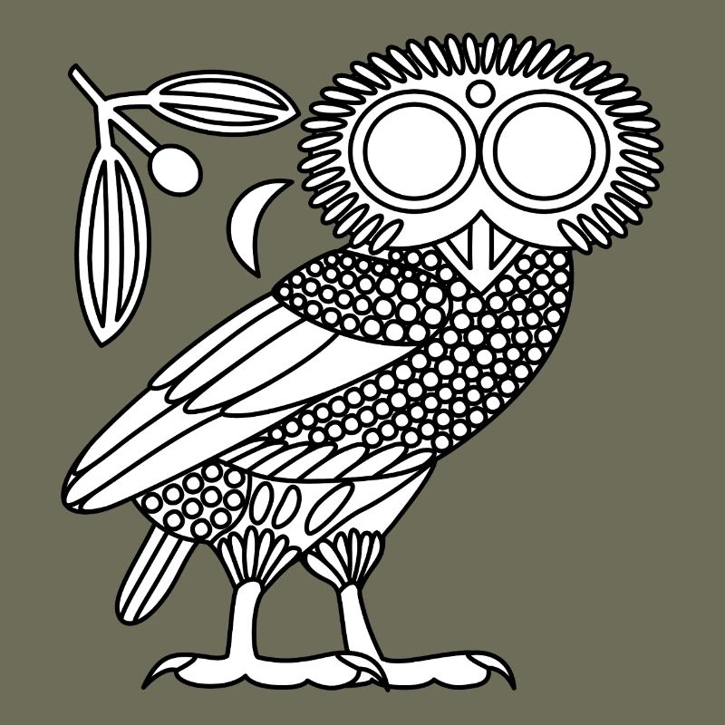 Hibou d’Athéna [Blanc + Couronne & Croissant]