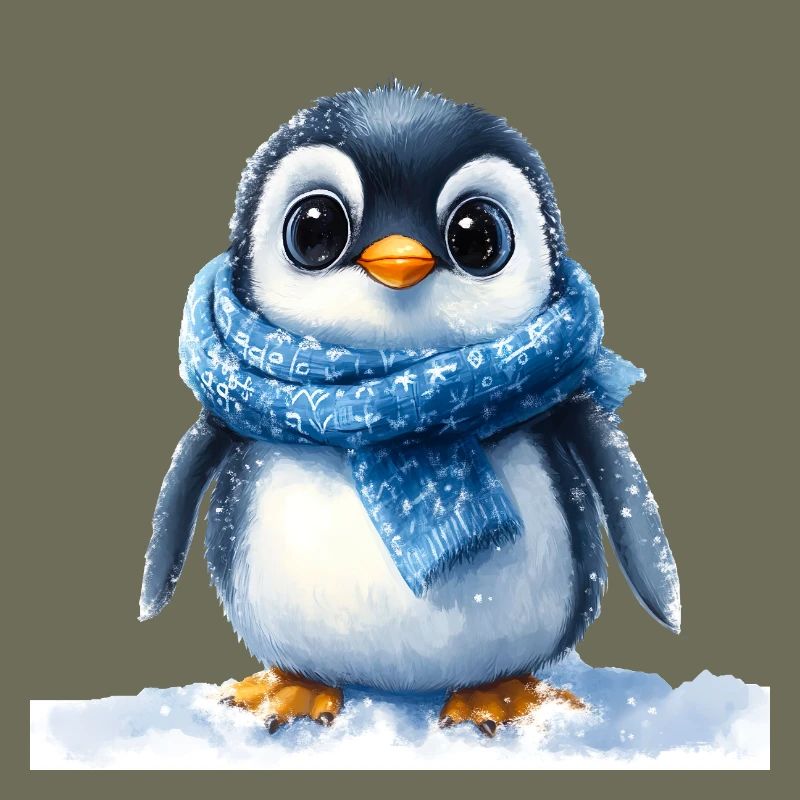 Pingouin mignon avec accessoire d’hiver