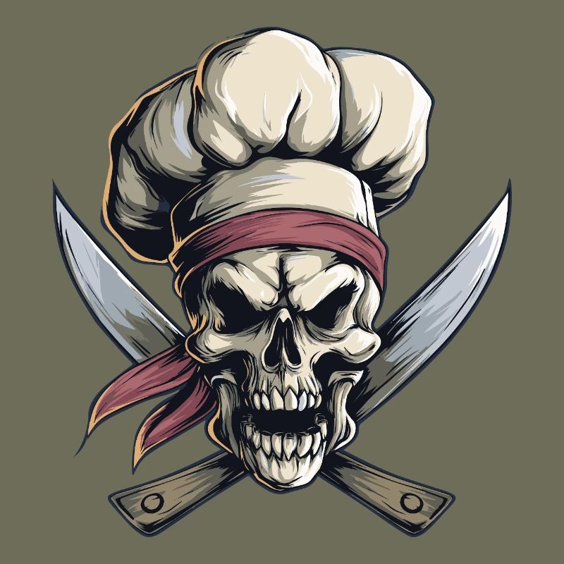 Skull with chef's hat