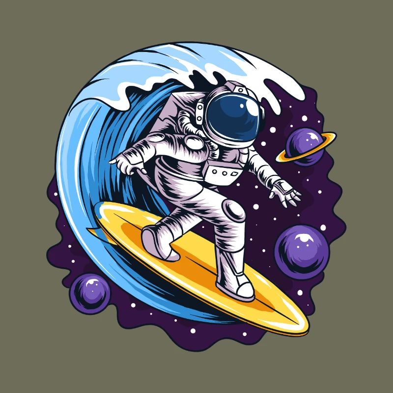Astronaute de l’espace sur des planches de surf