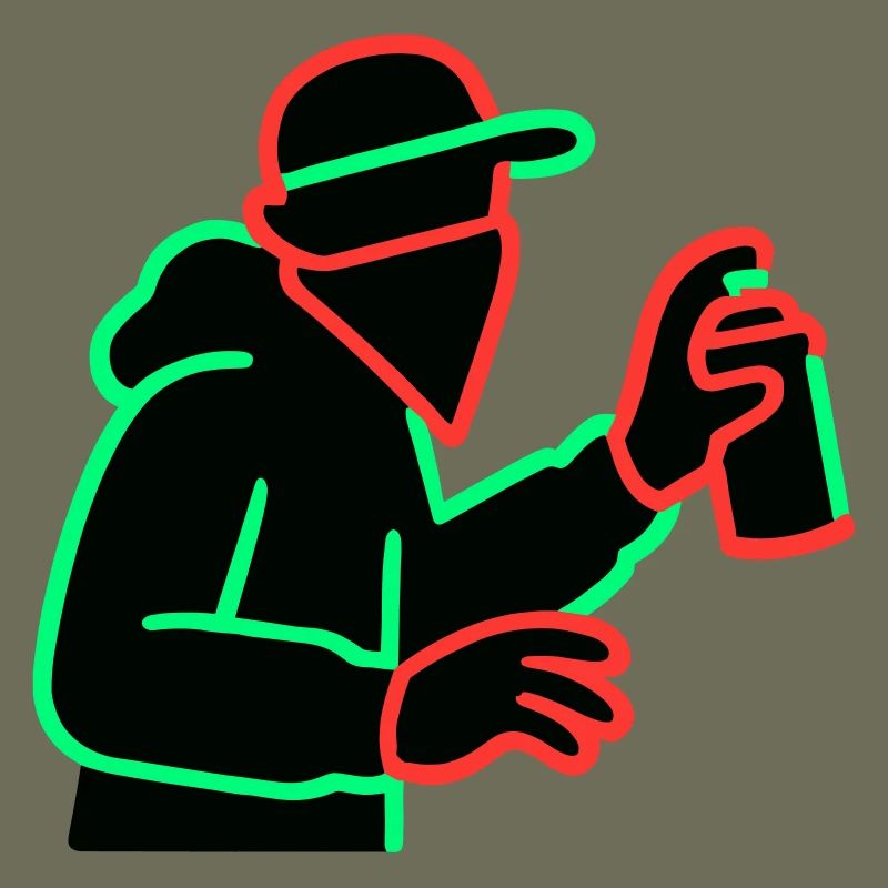 Neon Graffiti Sprayer Silhouette