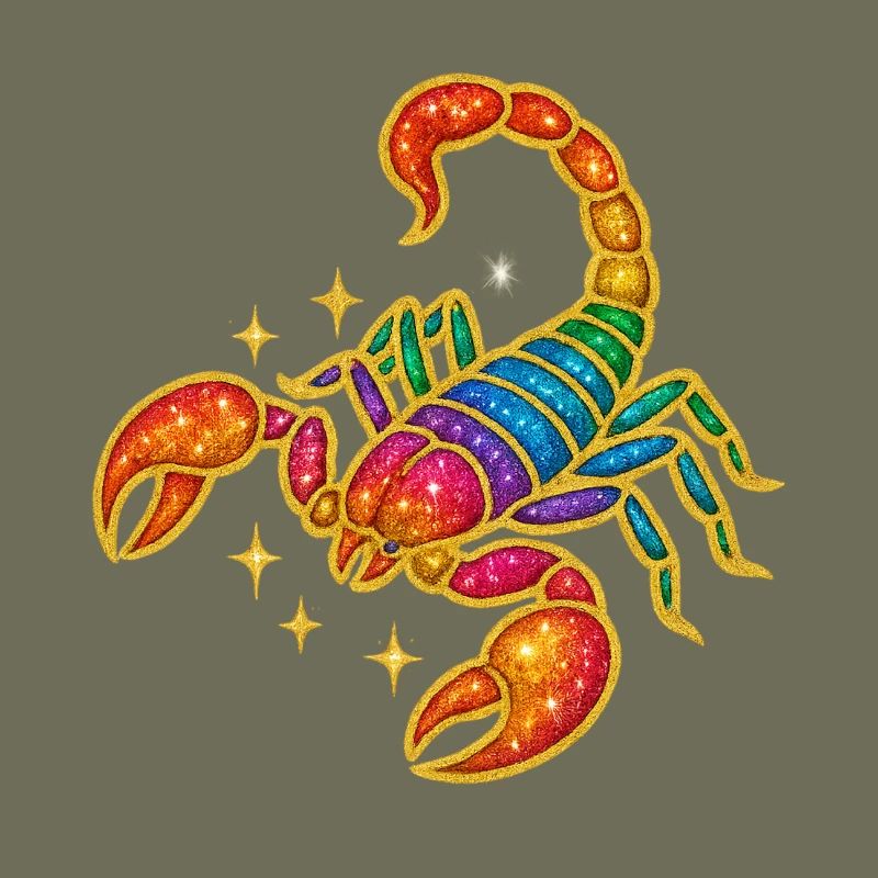 Regenbogen Glitzer Skorpion
