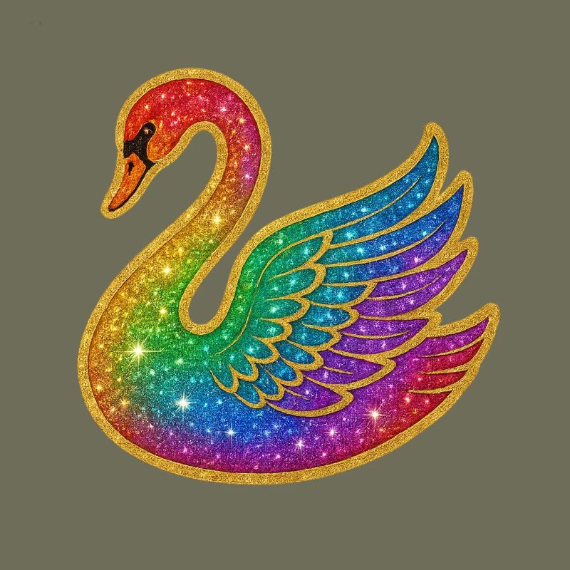 Regenbogen Glitzer Schwan