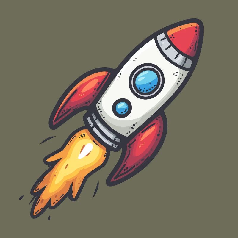 Cartoon Rocket Lightning Force