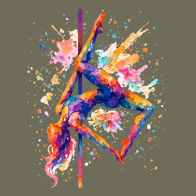 Pole Dance Pole Dancer Aquarelle Cadeau coloré