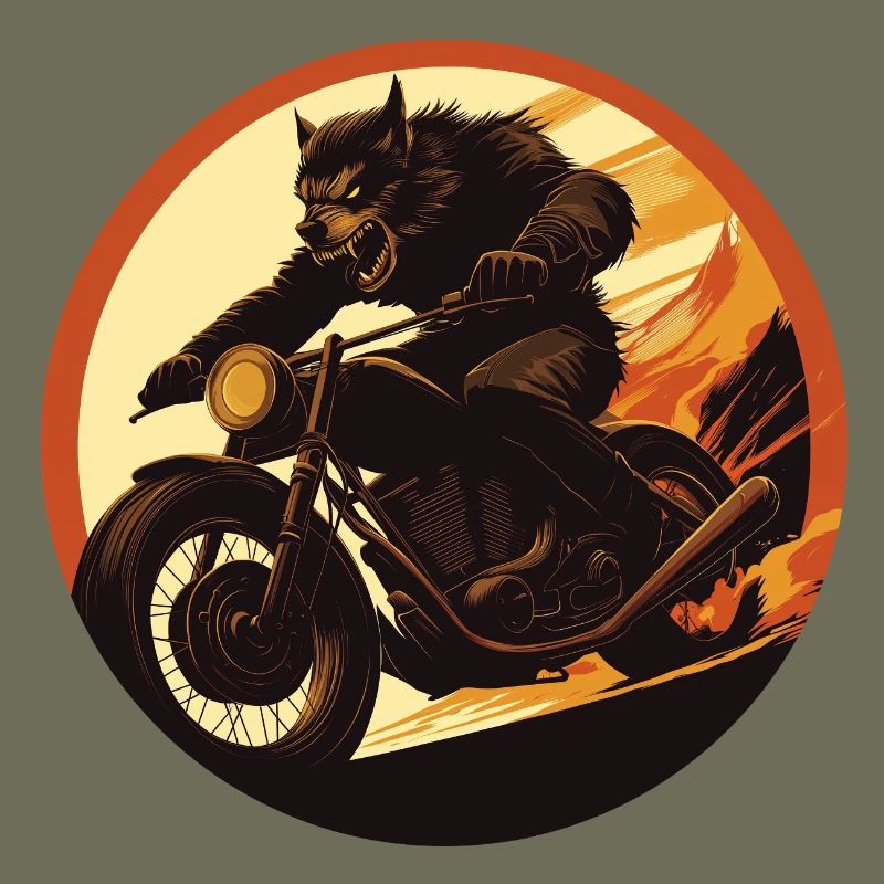 Werewolf Motorcycle Flame Circle