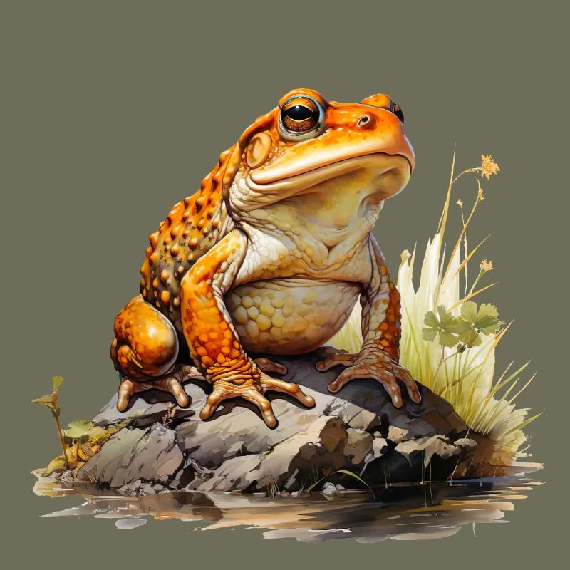 Orangeroter Frosch oder Kröte auf Stein