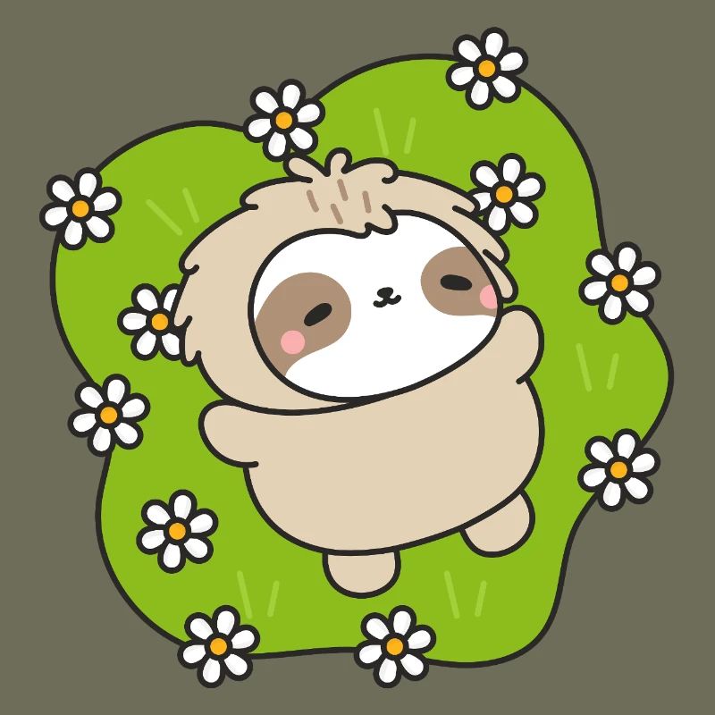 Faultier auf der Blumenwiese