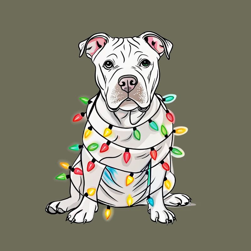 Lustiger Lichterhund mit Weihnachtskette Hund