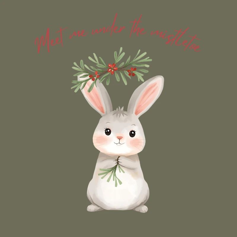 Bunny Under Mistletoe Christmas Design