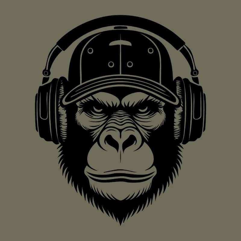 Chemise DJ Monkey Head – Turntable Scratch Look