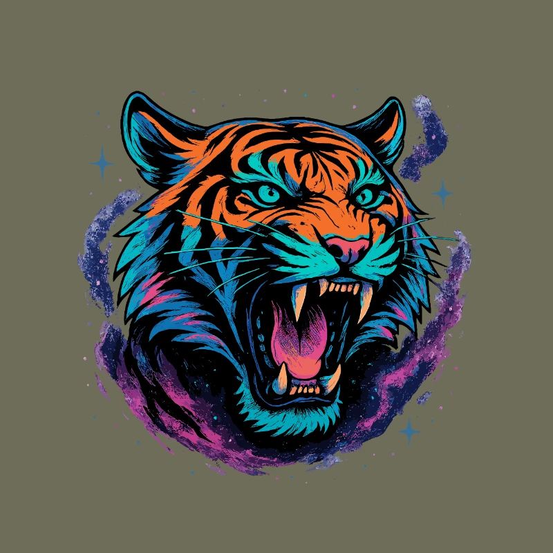 Neon Tiger Rage Galaxy Design