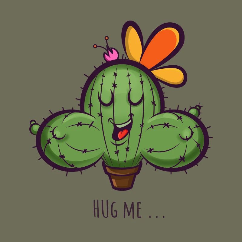 Cactus Hug Me Cartoon