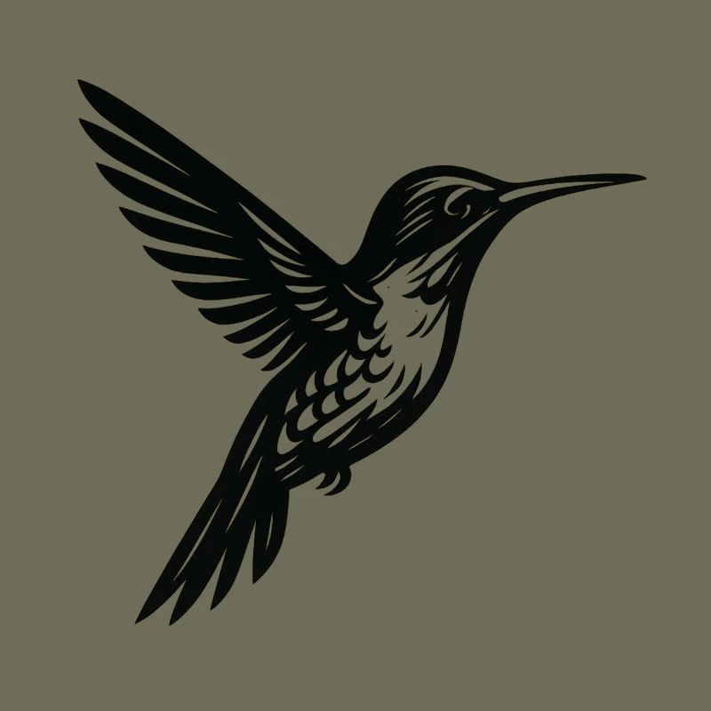 Gold Line Hummingbird Silhouette