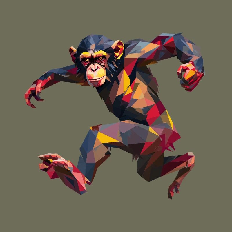 Conception de logo Low Poly Chimpanzee Sprint