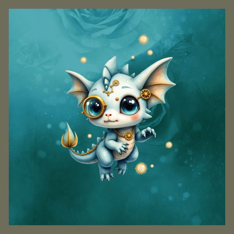 Steampunk Dragon Blue Monocle