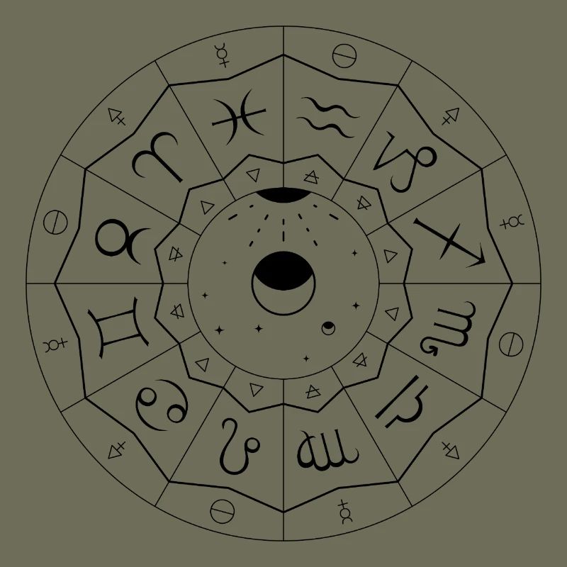 Mandala du Zodiaque - Éléments et Modalités (noir)