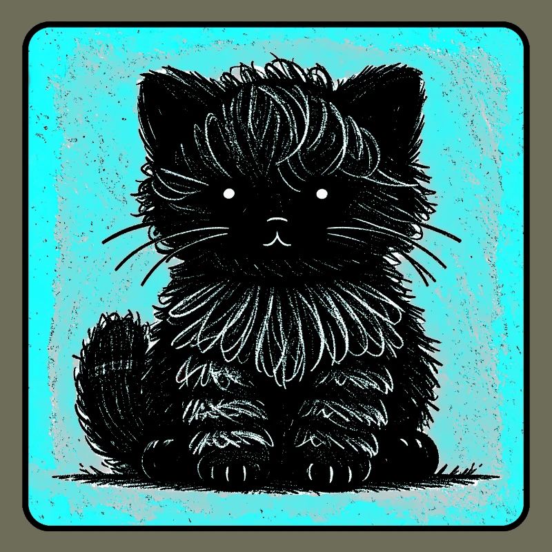 Fuzzy cat (cyan)