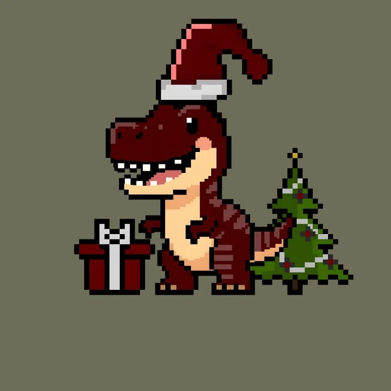 Pixel Dino Christmas Dino