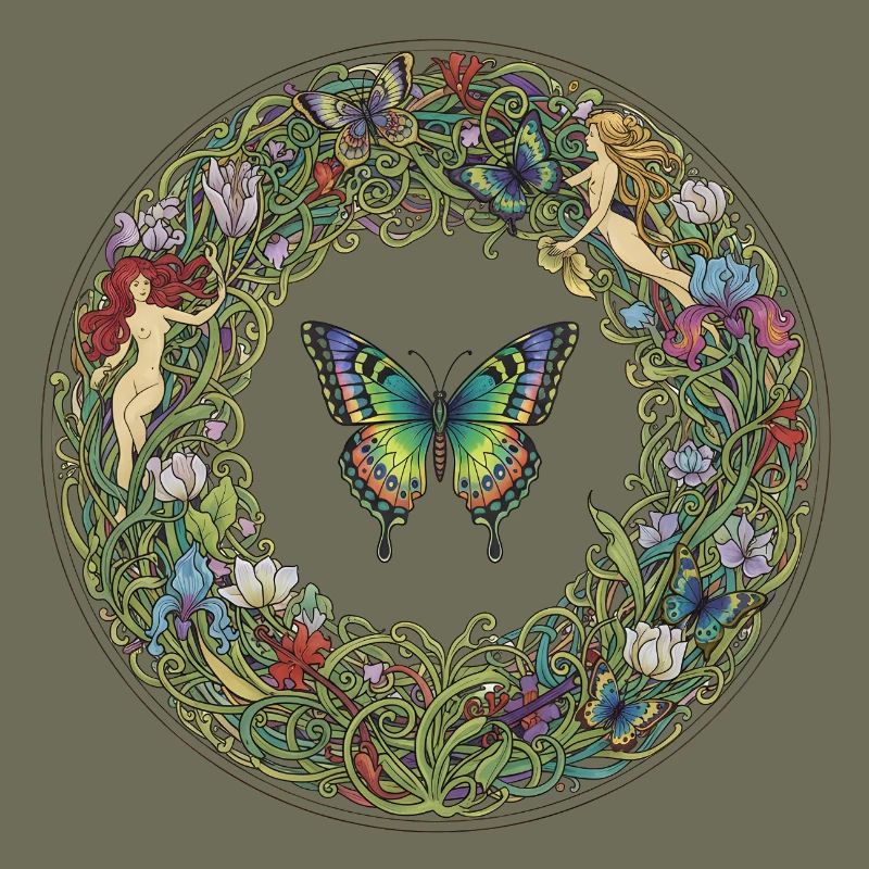 Cercle de fleurs papillon image de rêve