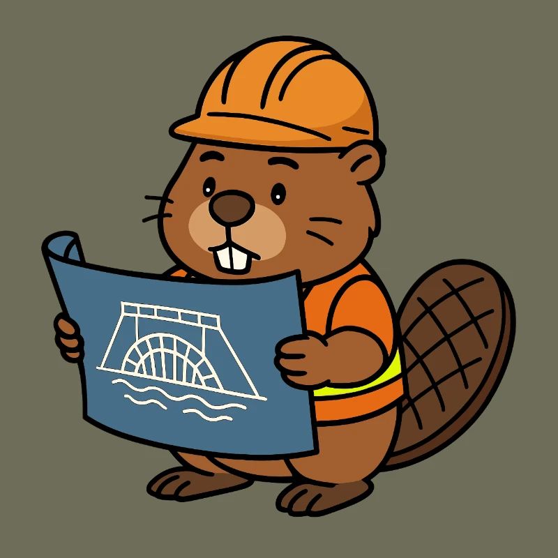 Beaver Ouvrier du bâtiment Bob Maître constructeur Plan Construction Barrage