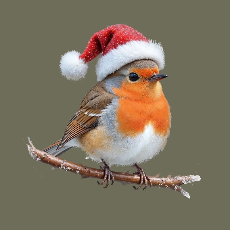 Robin Santa Hut auf Ast
