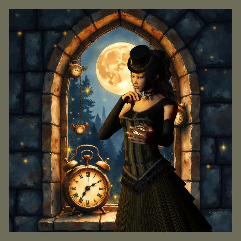 Victorian moon in stone tower