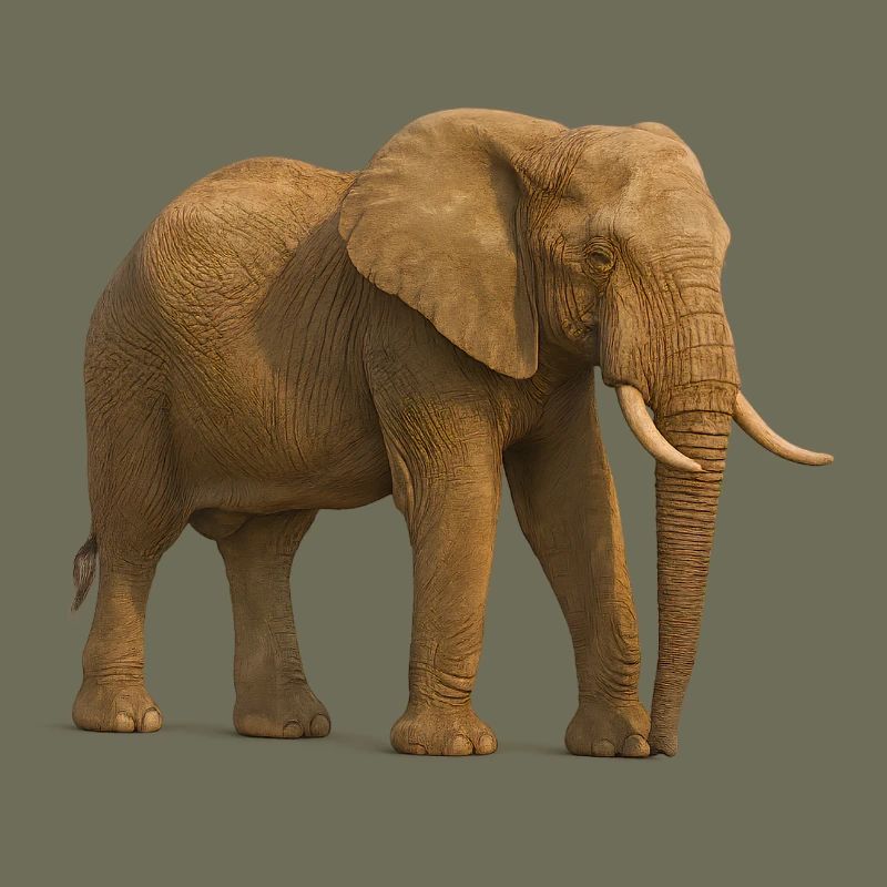 Éléphant dans des tons naturels