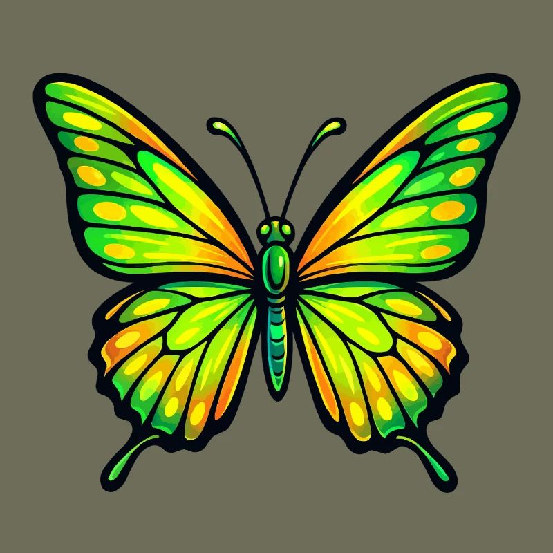 Papillon Vert Éclatant Jaune