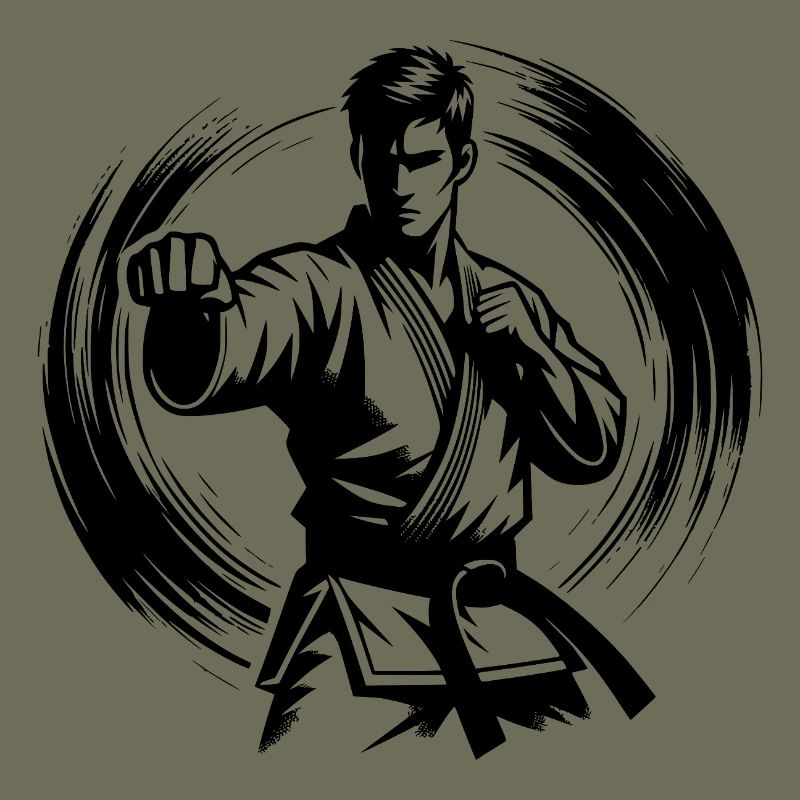 Dynamische Kampfpose Perfekte Karate Silhouette