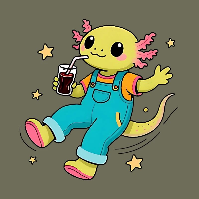 Axolotl joyeux flottant dans l'espace