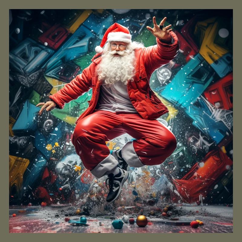 Weihnachtsmann Graffiti Sprung Breakdance