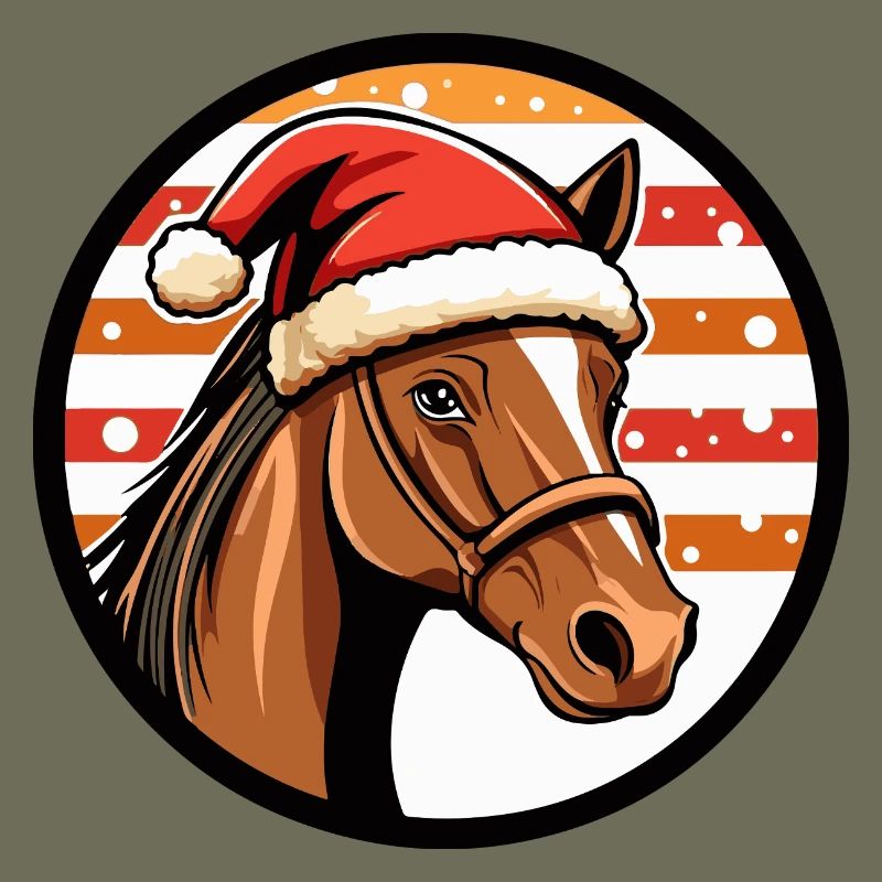 Weihnachtspferd im Santa Hut