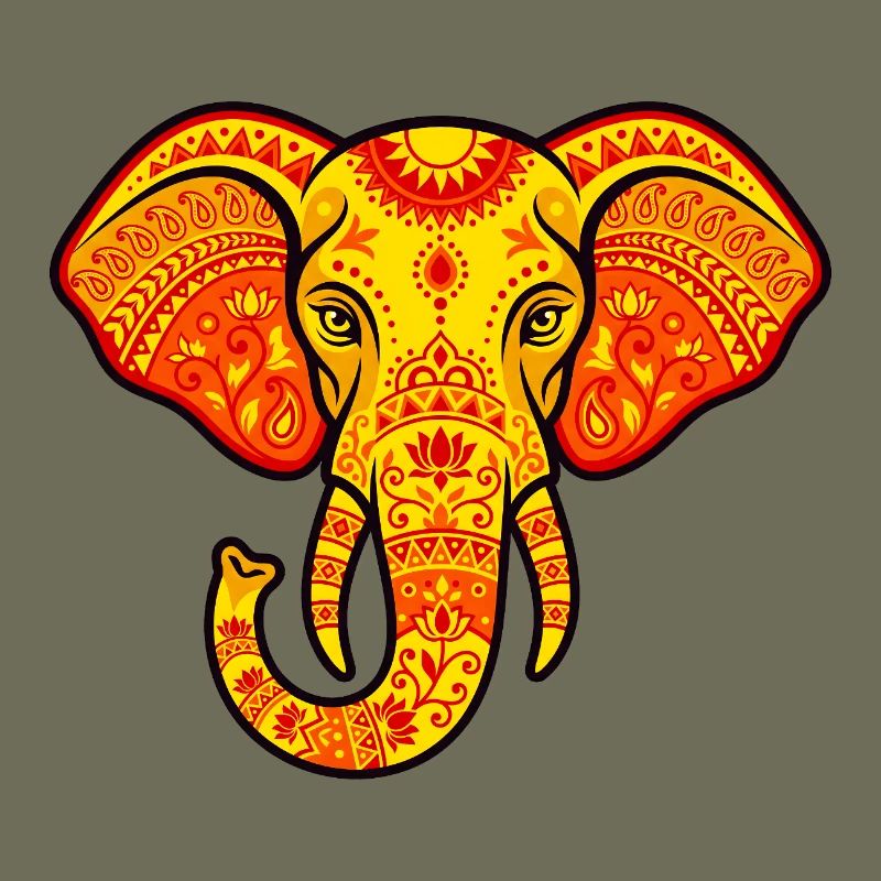 Leuchtend orangefarbener Elefant