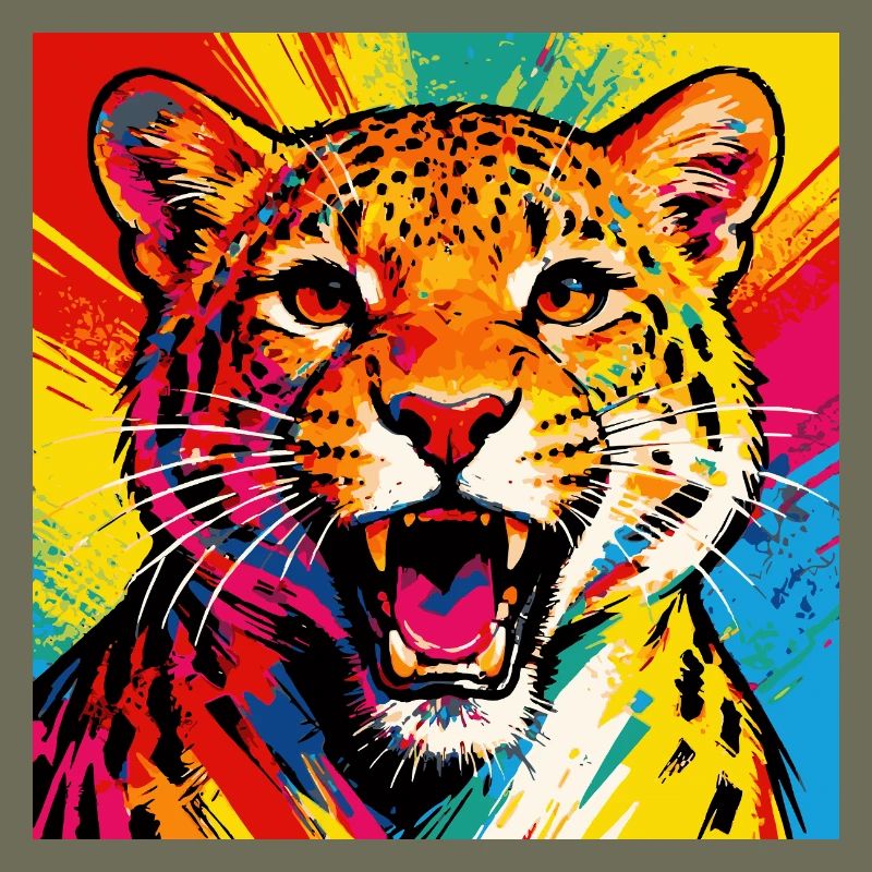 Explosion de couleurs du léopard pop art